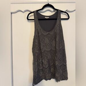 Maurices Charcoal Lace Tank Top